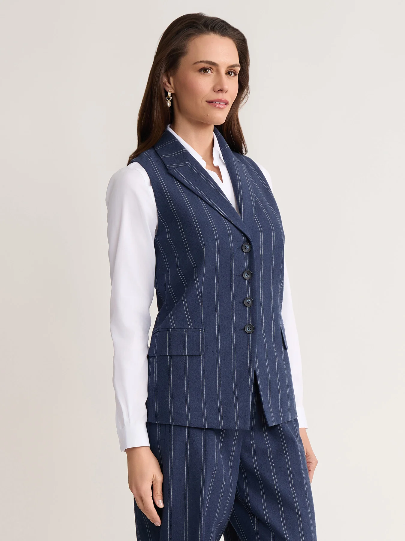 Double Pinstripe Vest, Linen Blend - Image 3