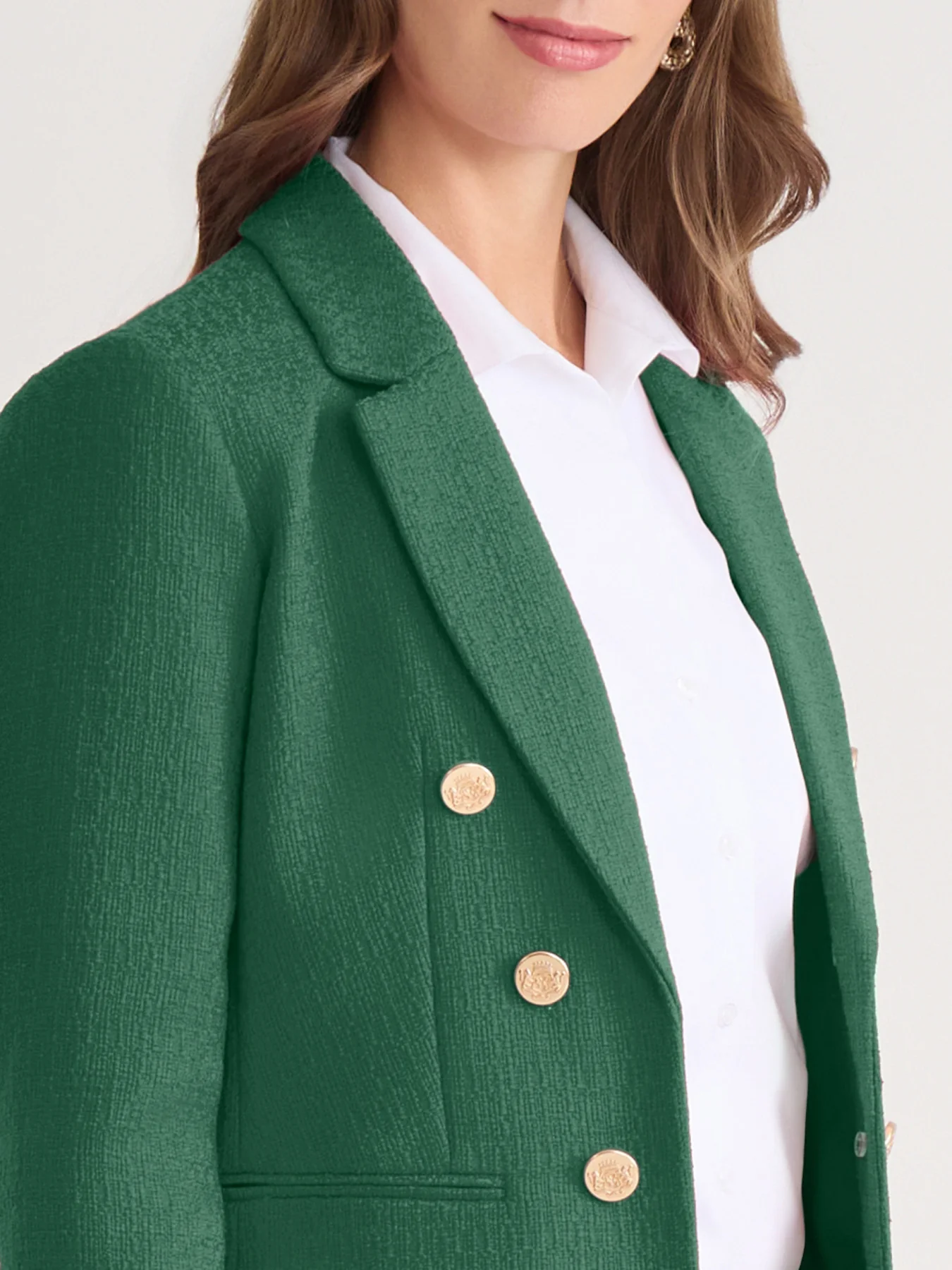 Faux Double Breasted Blazer, Boucle Tweed - Image 3