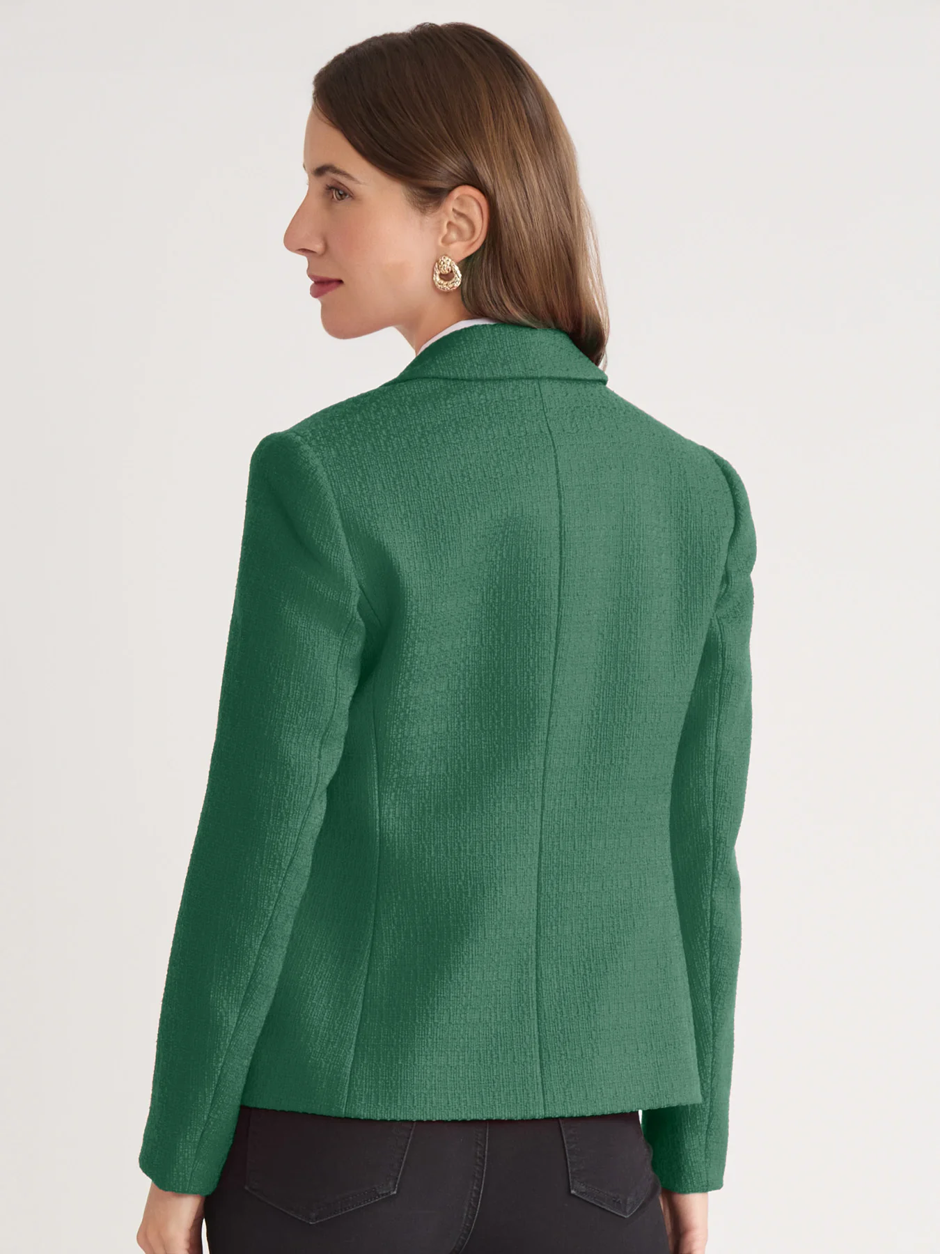 Faux Double Breasted Blazer, Boucle Tweed - Image 4