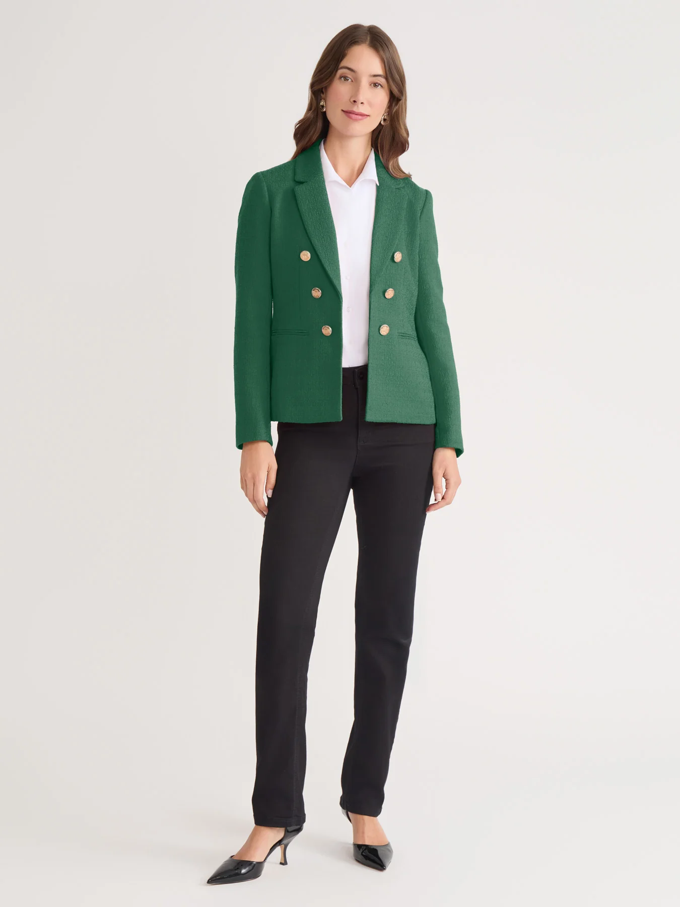 Faux Double Breasted Blazer, Boucle Tweed - Image 5