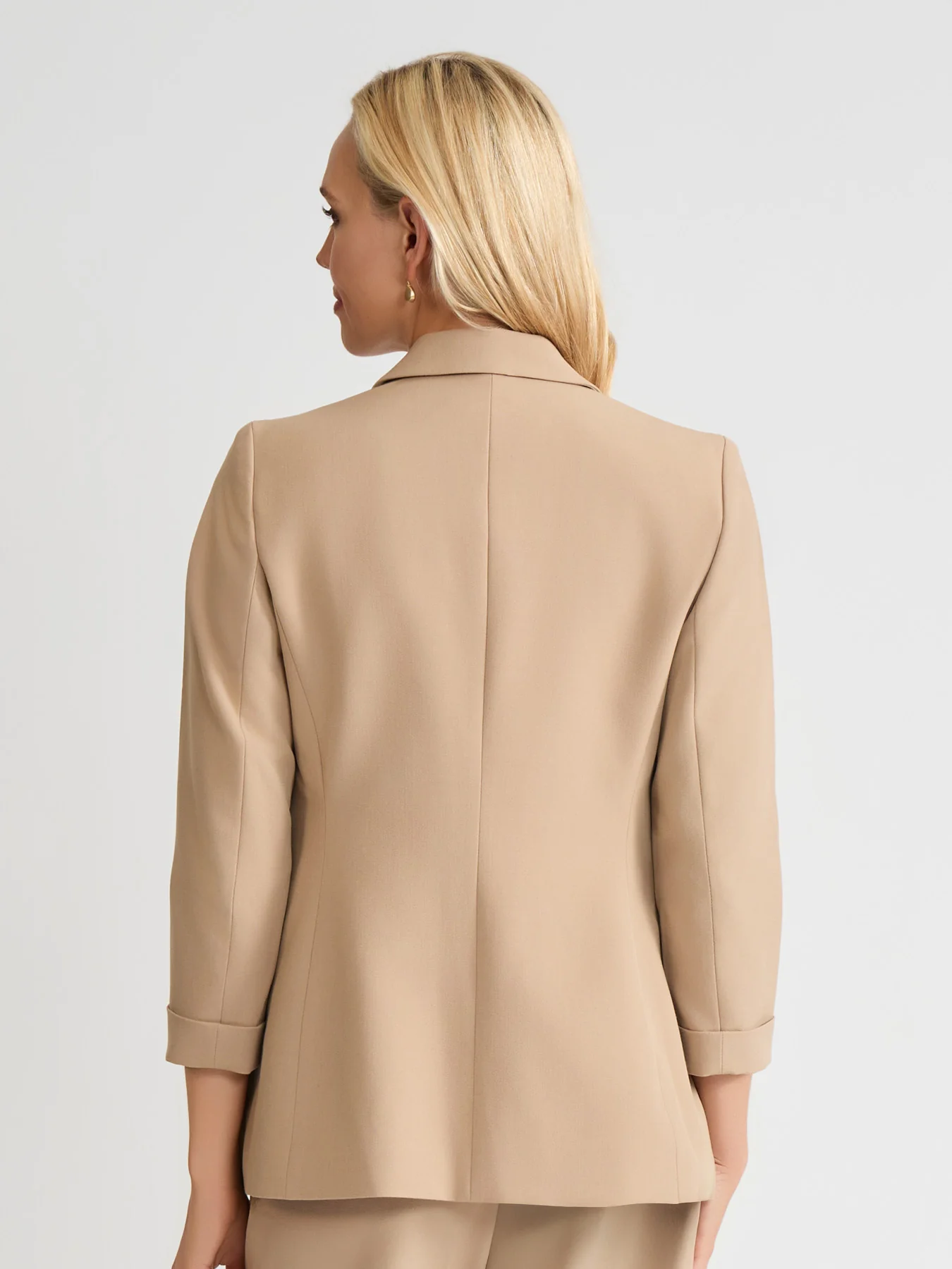 Notch Collar Rolled Cuff Bi-Stretch Blazer - Image 4