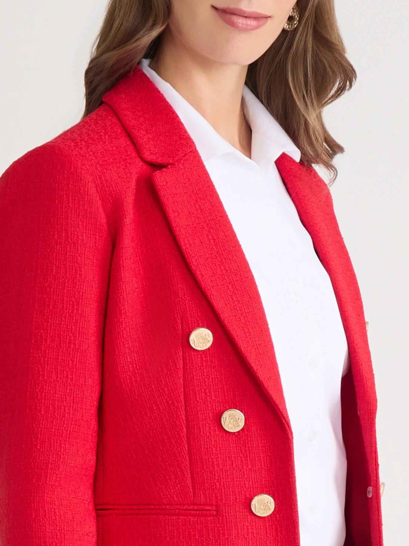Petite Faux Double Breasted Blazer, Boucle Tweed - Image 3