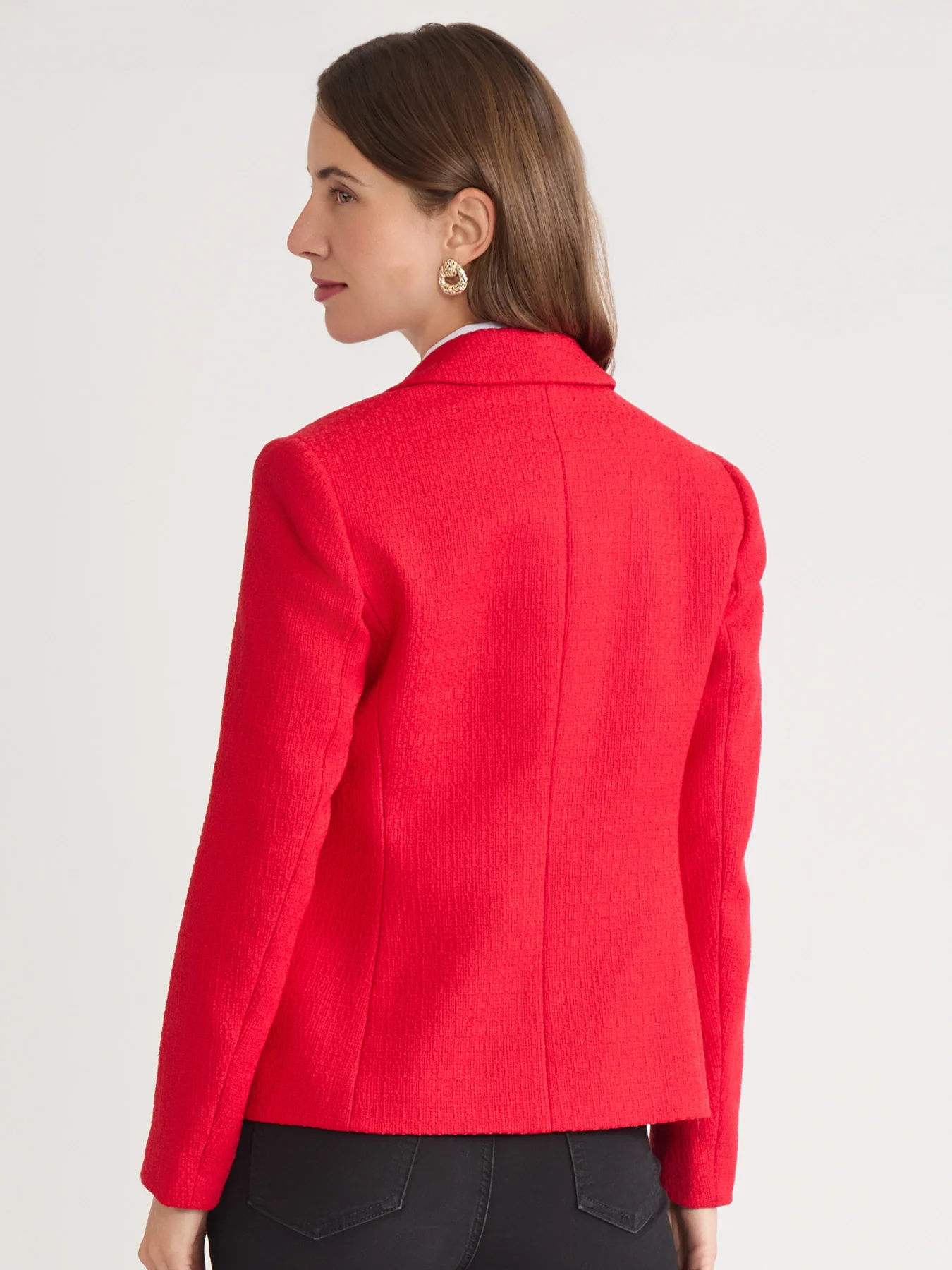 Petite Faux Double Breasted Blazer, Boucle Tweed - Image 4
