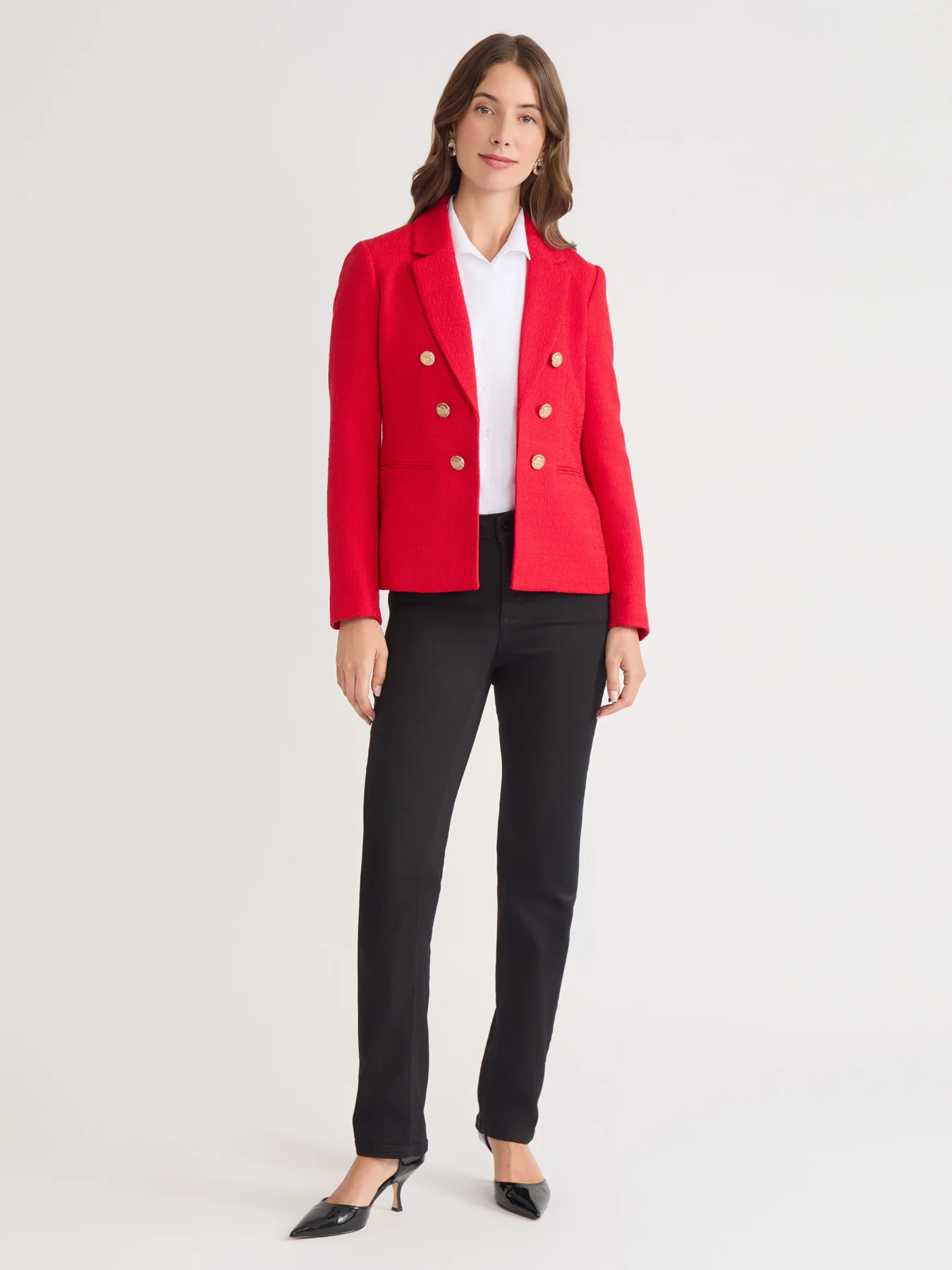 Petite Faux Double Breasted Blazer, Boucle Tweed - Image 5