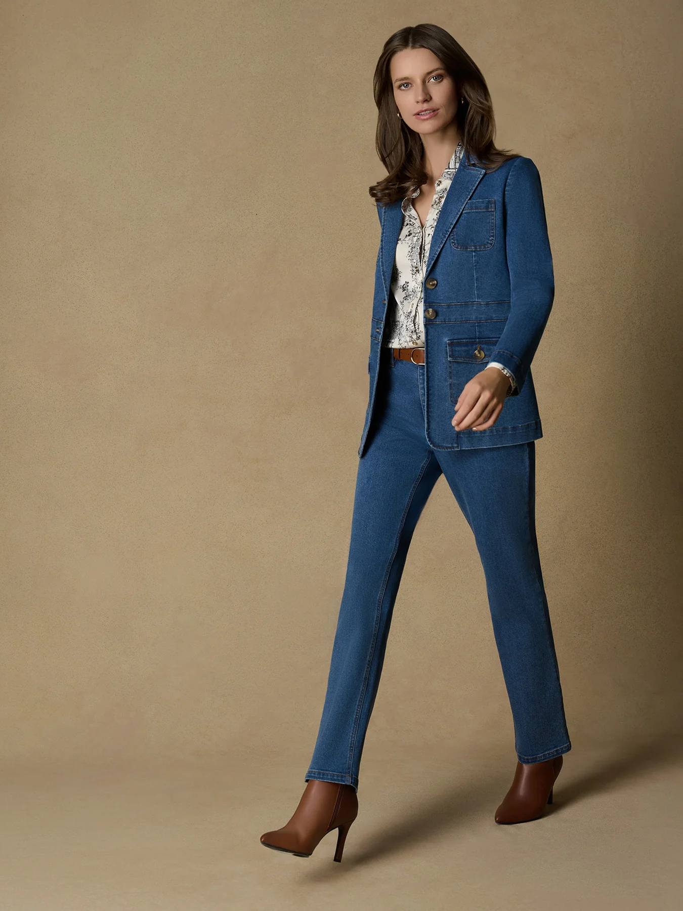 Two Button Denim Blazer, Oasis Wash - Image 5